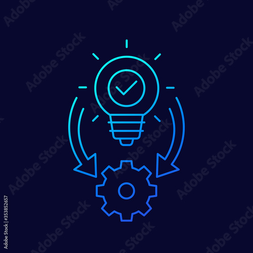 Implementation icon, ideas execution line design