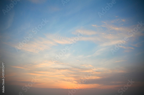 Colorful sky at sunset with rare clouds and soft colors. © UpStock 701
