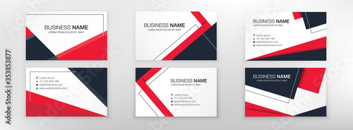 Business card templates. Set. Stationery design. Red and black colors. Vector illustration