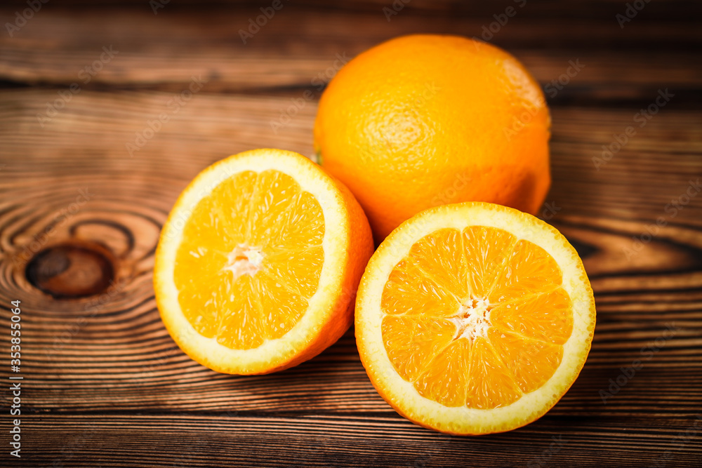 Fresh oranges on old wooden table. Fresh oranges on old wooden table.