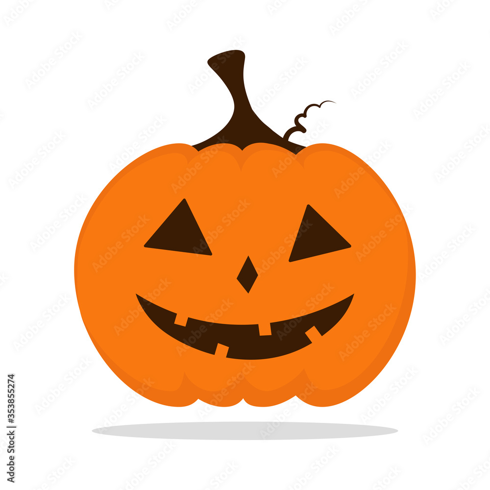 Halloween pumpkin with carved face cartoon isolated illustration on white background. Cute smiling Jack Lantern icon Halloween pumpkin with carved face cartoon isolated illustration on white background. Cute smiling Jack Lantern icon