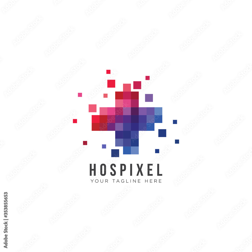 Obraz premium hospixel logo, creative cross health vector