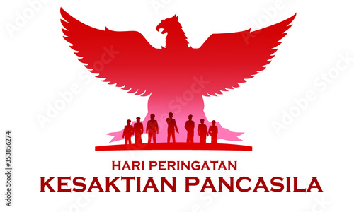 Indonesian Holiday Pancasila Day Illustration. Translation: October 01st, The Teks wrote with the Indonesian Language with translation: Happy Pancasila day. photo