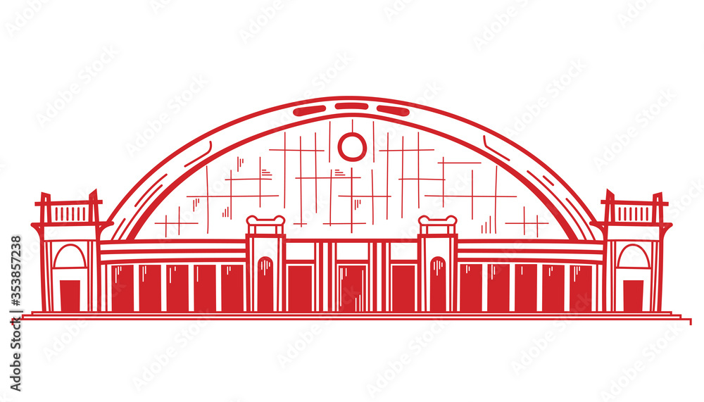 Obraz premium The bangkok railway station. Vector illustration of hua lamphong isolated on white background.