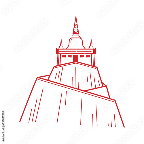 The golden mount temple is landmark of bangkok. Vector illustration of amazing Thailand.