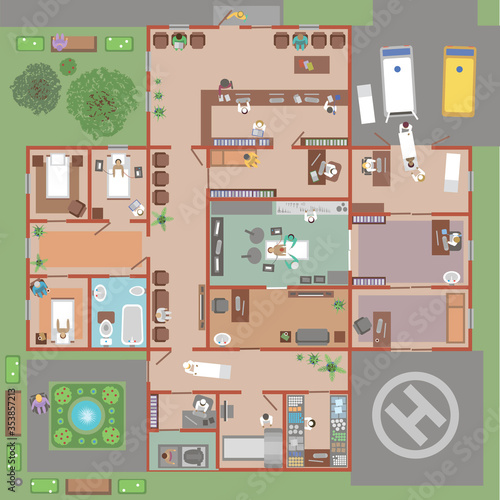 Hospital vector (top view)