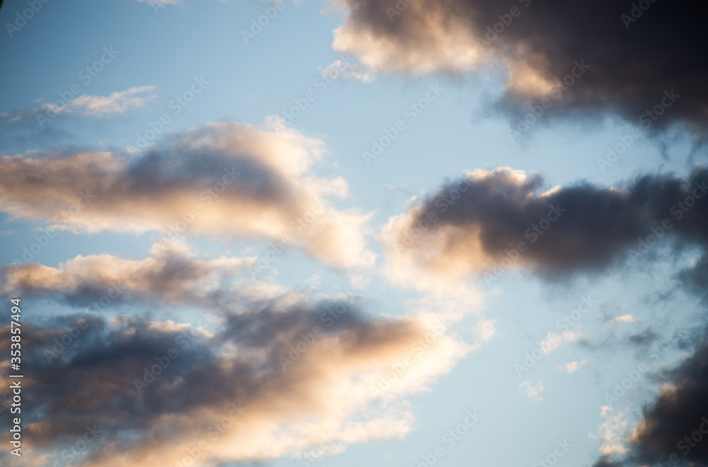 Beautiful magnificent clouds at sunset in the sky