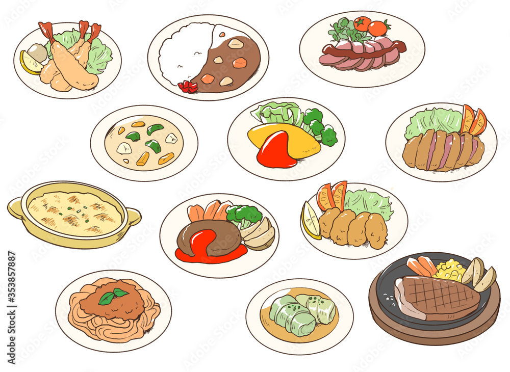 洋食イラストセット 洋食イラストセット