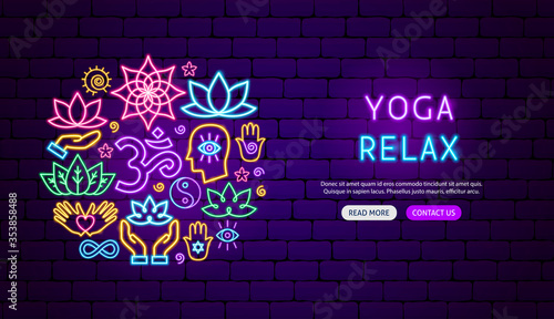 Yoga Relax Neon Banner Design