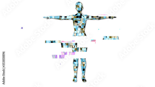 Unusual concept styling contemporary abstract woman in T pose