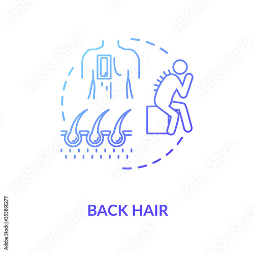 Back hair concept icon. Common male problem, mens healthcare issue idea thin line illustration. Excessive hairiness, hair removal procedure. Vector isolated outline RGB color drawing © bsd studio