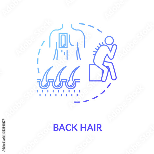 Back hair concept icon. Common male problem, mens healthcare issue idea thin line illustration. Excessive hairiness, hair removal procedure. Vector isolated outline RGB color drawing