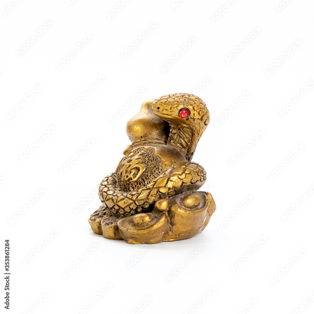 Golden statues ornaments on a white background Golden statues ornaments on a white background