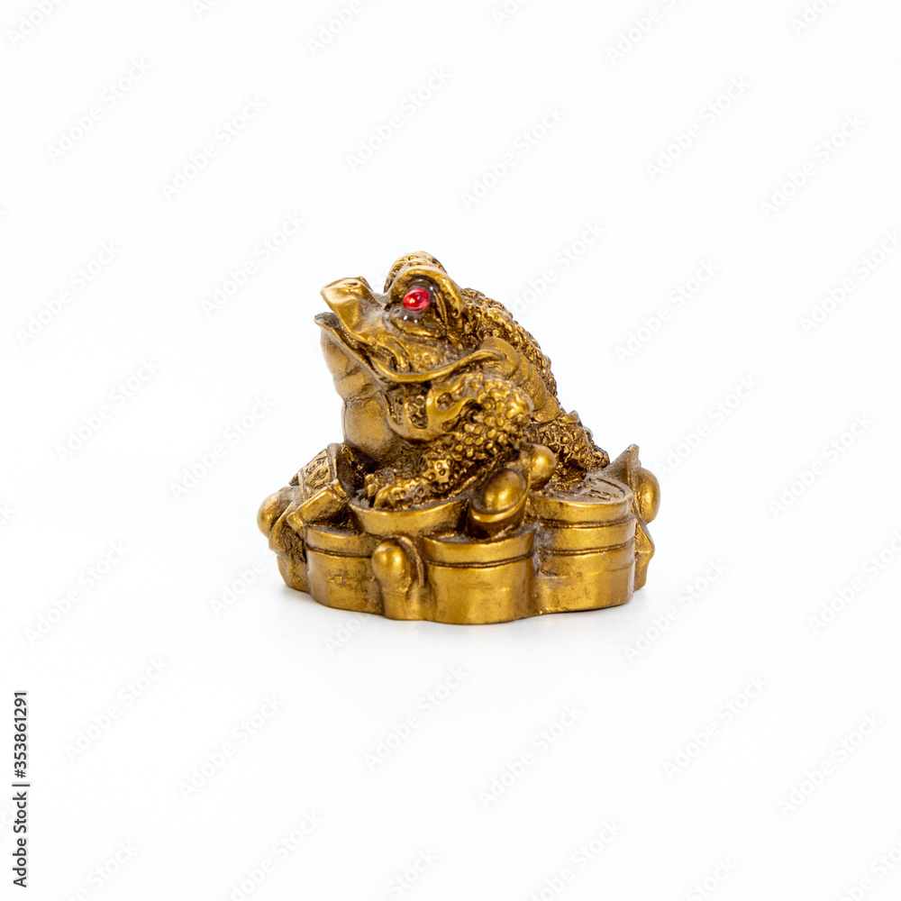 Golden statues ornaments on a white background