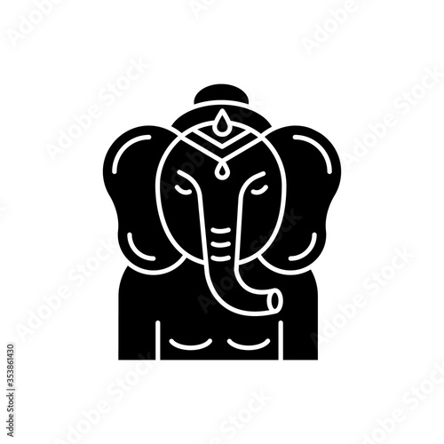 Wallpaper Mural Lord Ganesha black glyph icon. Supreme deity in Hindu pantheon. Indian religion. Ancient tradition. Religious symbol. God of beginnings. Silhouette symbol on white space. Vector isolated illustration Torontodigital.ca