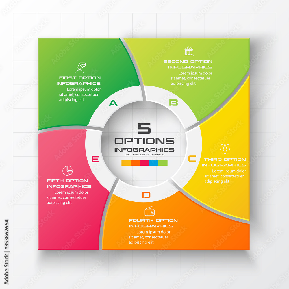Business infographics template 5 steps with square,Element for design invitations,Vector illustration. Business infographics template 5 steps with square,Element for design invitations,Vector illustration.