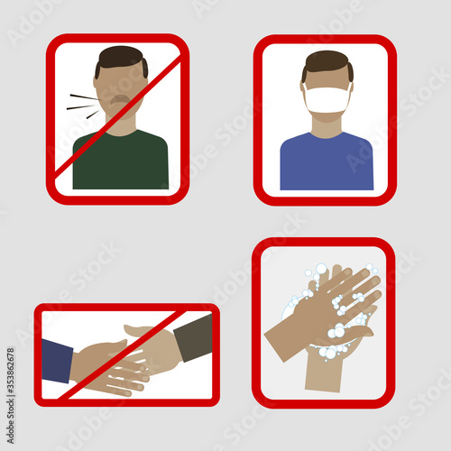 Vector image of hygiene signs. Symbols of health and cleanliness.