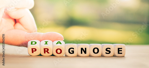 Hand turns dice and changes the word 