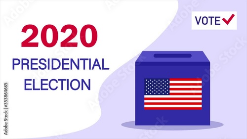 United States Presidential Election 2020 November 3rd. Voting ballot box animation. Make the choice and vote. Presidential elections animation