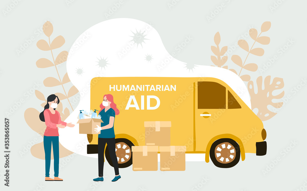 Humanitarian Support, concept of charity and donation. Give and share your love to people. Volunteering vector illustration. Humanitarian Support, concept of charity and donation. Give and share your love to people. Volunteering vector illustration.