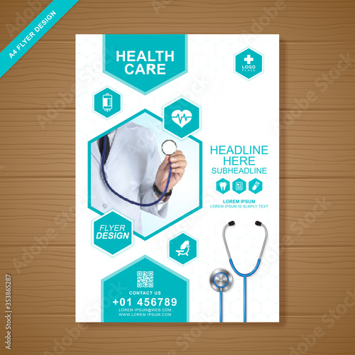 Corporate healthcare and medical cove a4 flyer design template for print