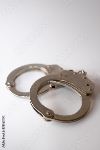 steel metal Handcuffs on white background isolate