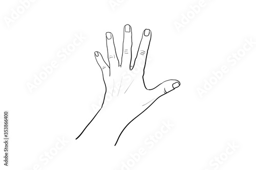 Hand gesture Vector sketch. Body language concept. Hand sign STOP - interactive communication set. Hand in different positions. Arm gestures for showing and pointing  holding and representing
