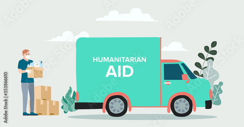 Humanitarian Support, concept of charity and donation. Give and share your love to people. Volunteering vector illustration.  © Lepusinensis
