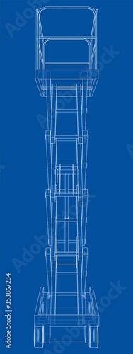 Scissor lift concept outline. Vector