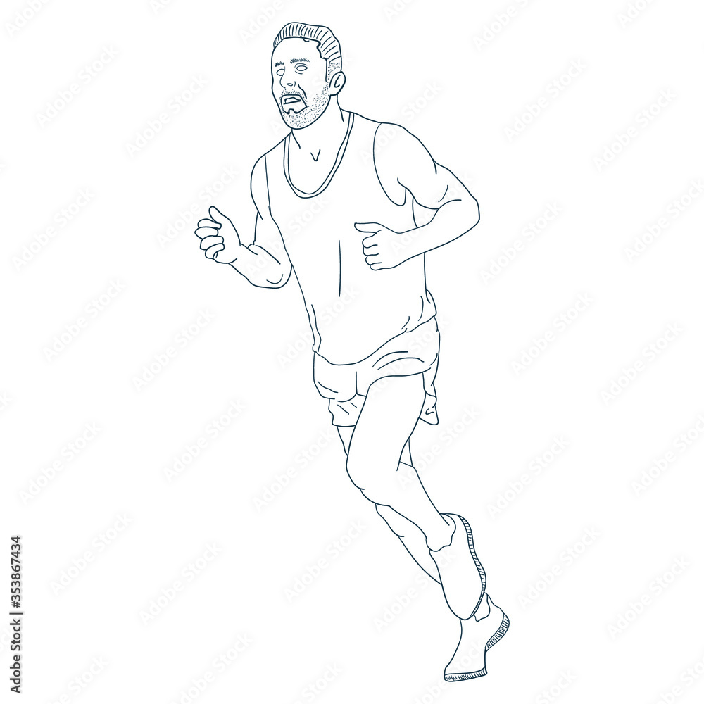 man in tank top running outline sport vector illustration man in tank top running outline sport vector illustration