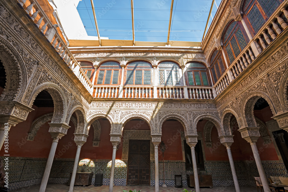 Inner courtyard of a typical Andalusian house in Spain.