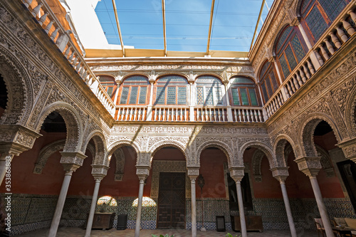 Inner courtyard of a typical Andalusian house in Spain.