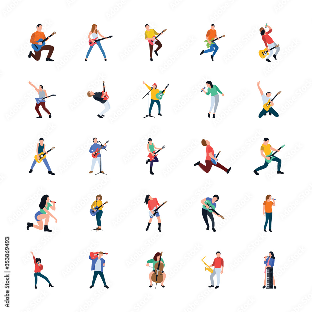 
Singer And Musician Flat Characters Pack
