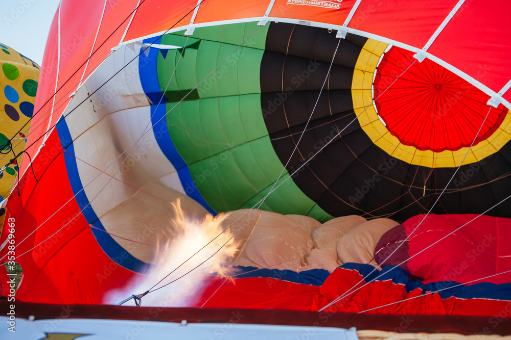 Obraz premium Hot Air Balloon Inflating in Australia