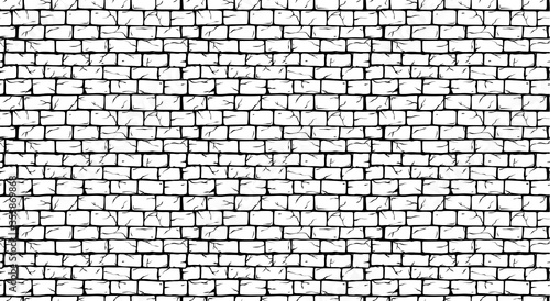 Brick White Wall seamless pattern, old rectangle bricks for poster on house facade decoration, exterior, rough vintage interior of room, tool shop, DIY store, garden center or graffiti art. Vector art