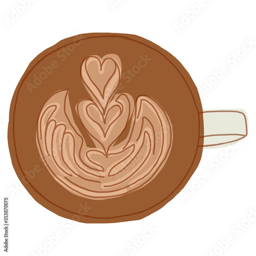 Hot art latte coffee in cup