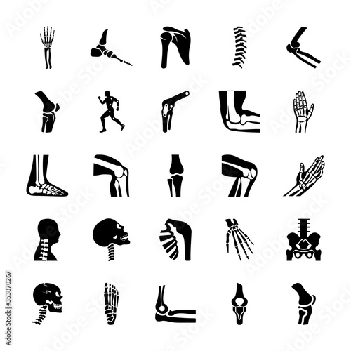 Orthopedic and Spine Solid Icons Set 