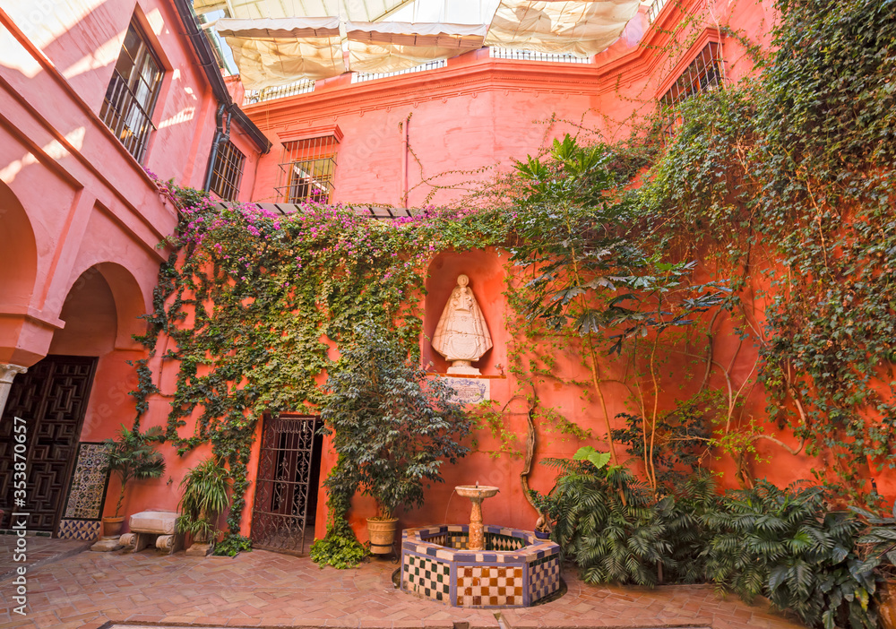 Inner courtyard of a typical Andalusian house in Spain.
