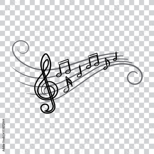 Music notes, doodle style, musical design element, vector illustration.