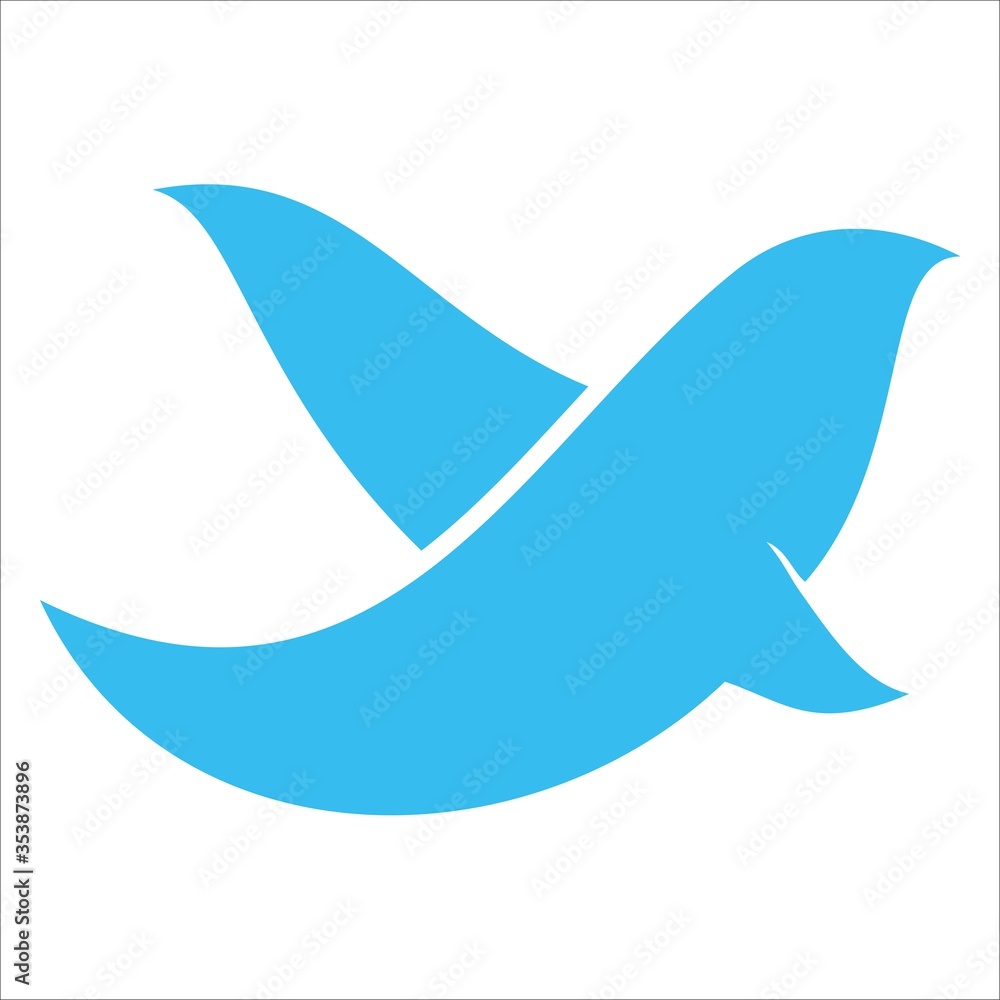 blue logo is a symbol of a bird. Vector
