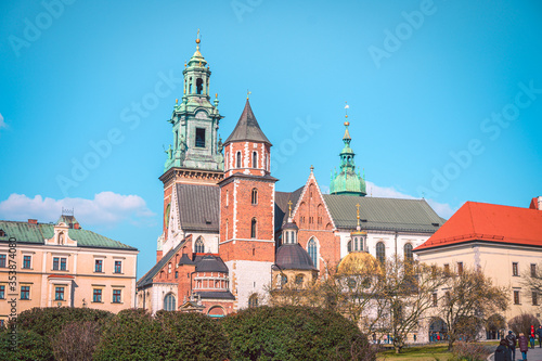 Cathedral of St Stanislaw and St Vaclav and Wawel Castle during the day in Krakow  Poland