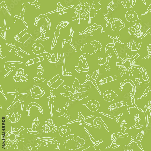 Yoga background. Seamless vector illustration