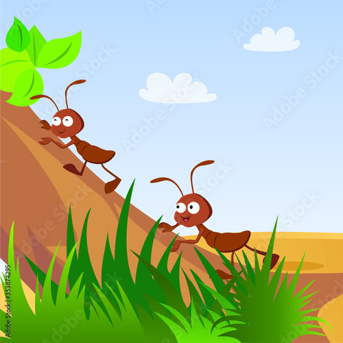 Wood ants. Ants working together in the wood