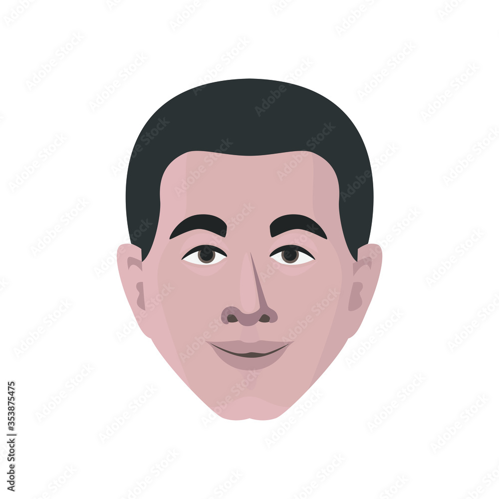 Asian face in modern flat style vector, simple people concept on white background for your design work, presentation, website or others.