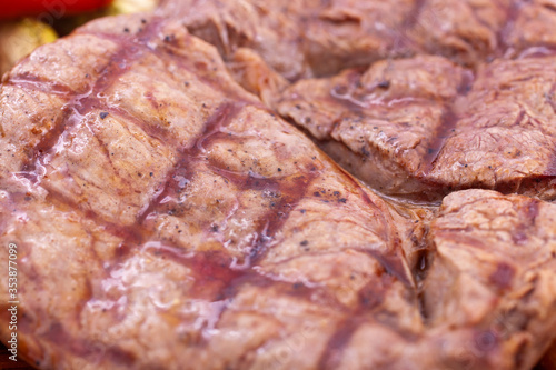 Close up of delicious beefsteak. Grilled Ribai steak