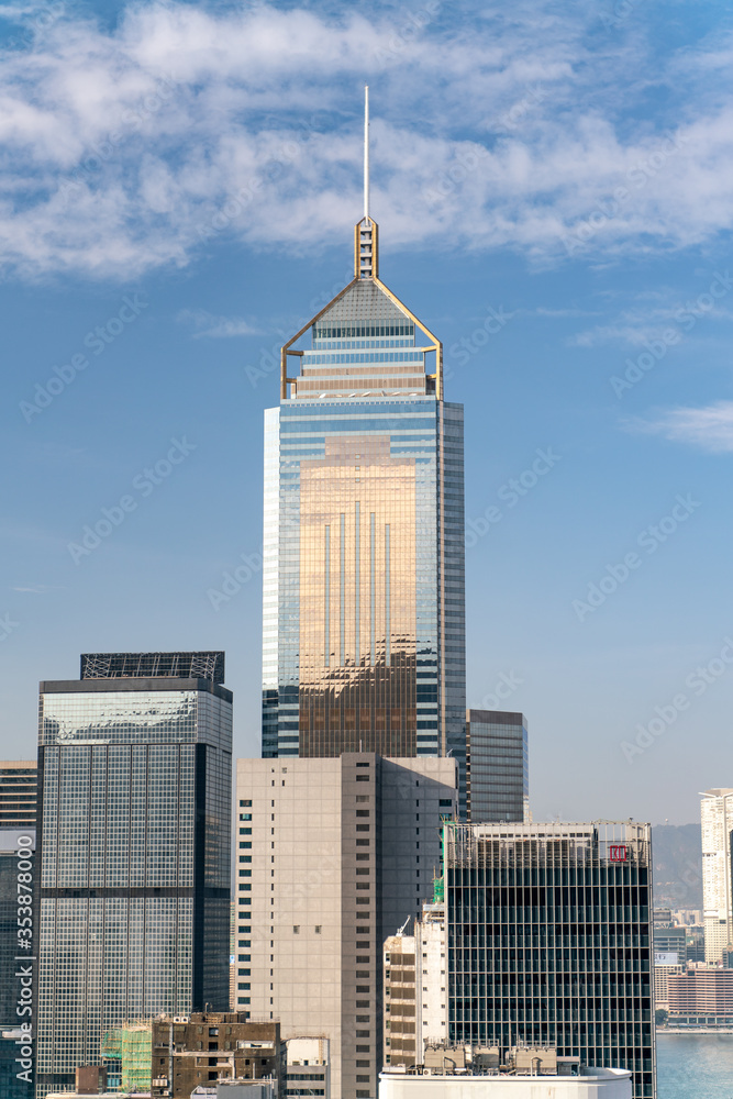 The amazing view of Hong-Kong cityscape full of skyscrapers from the rooftop. The amazing view of Hong-Kong cityscape full of skyscrapers from the rooftop.