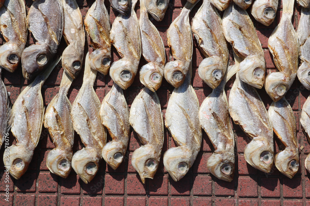 Dry fish displayed for sell