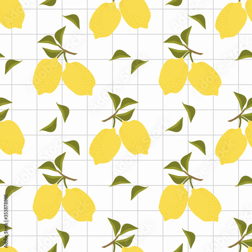 Fresh lemons seamless pattern vector.