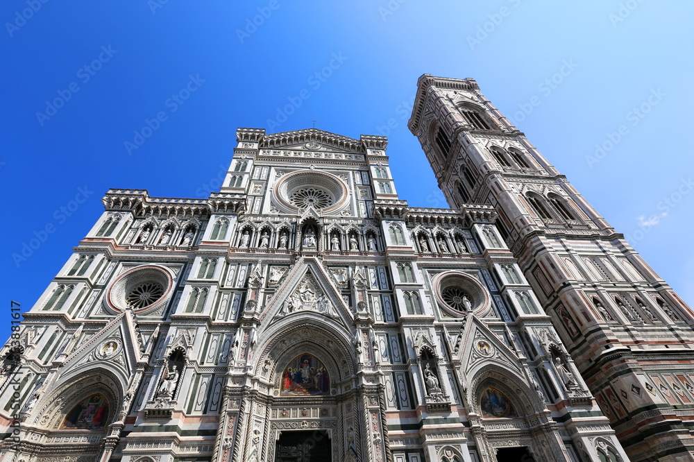 An upward view of the Duomo in Florence, Italy.