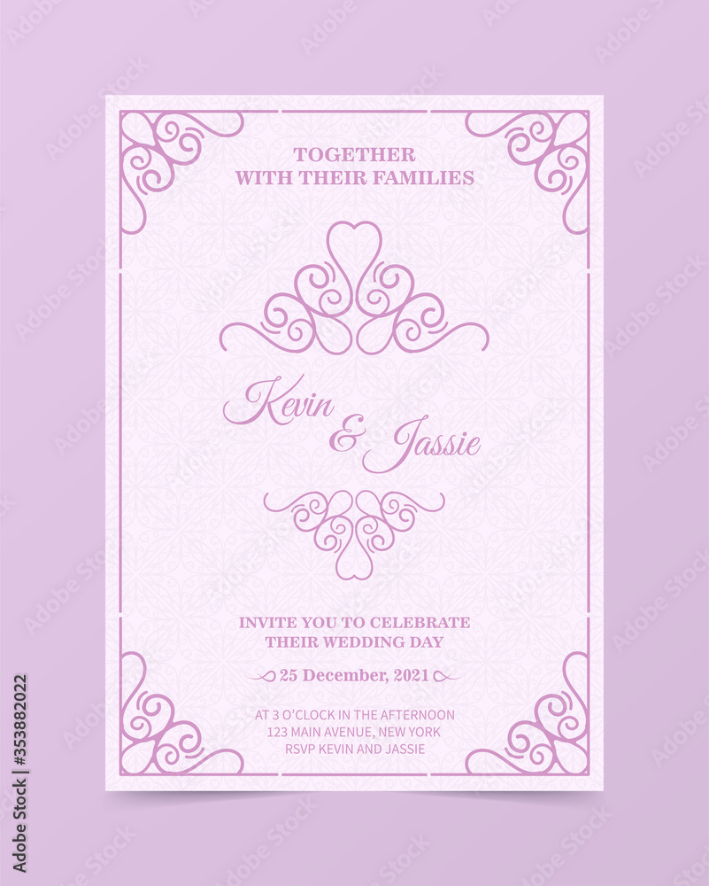 Invitation card vector design vintage style with soft pink color